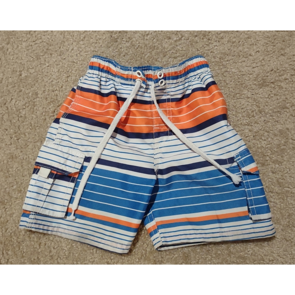 Okanu Surf Boys Striped Multi-Colored Swim Trunks 3T